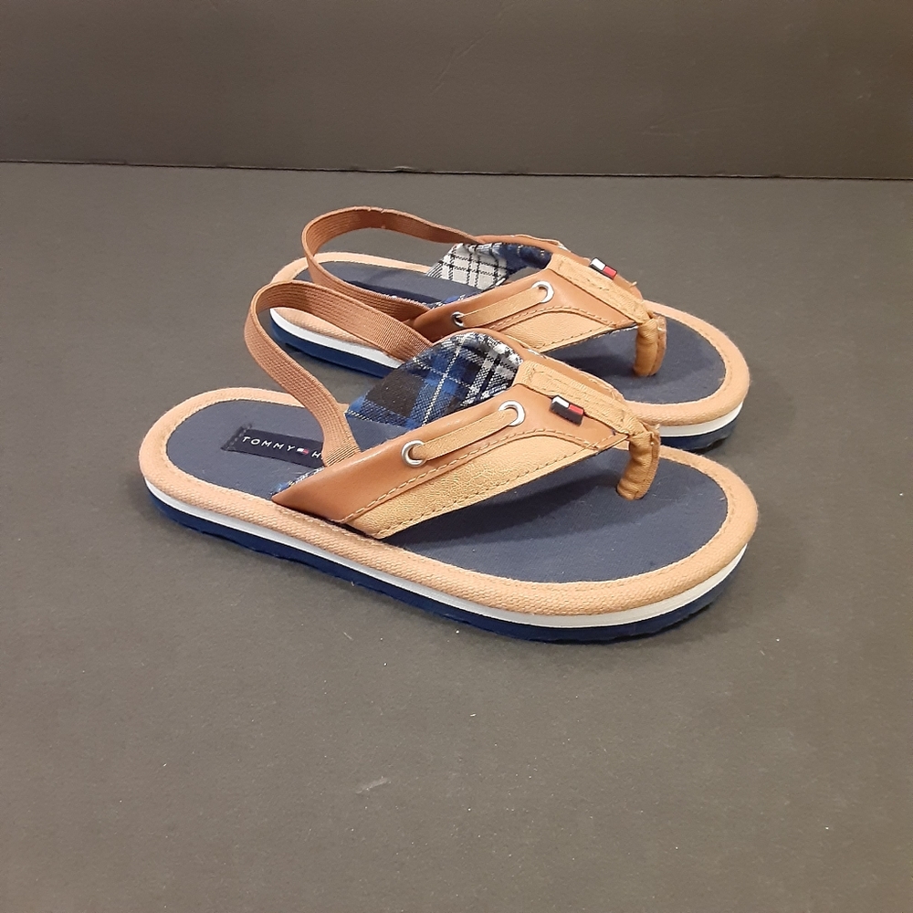 TOMMY HILFIGER LIL DANNY FLIP FLOP SANDAL COGNAC TODDLER SIZE 9/10US NWT.